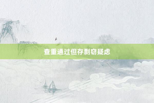 查重通过但存剽窃疑虑